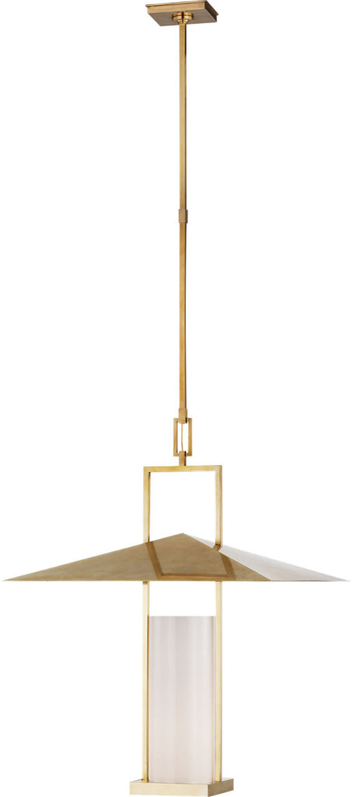 Amity 23" Lantern | Antique-Burnished Brass | White Glass