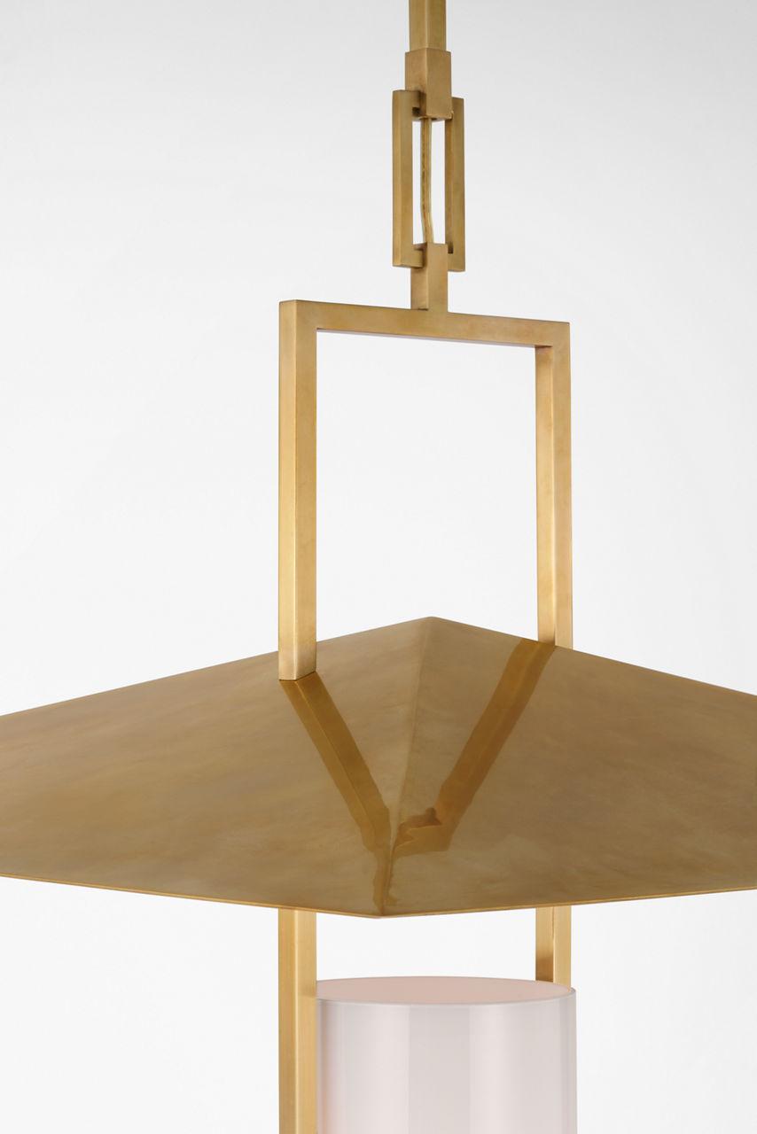 Amity 23" Lantern | Antique-Burnished Brass | White Glass