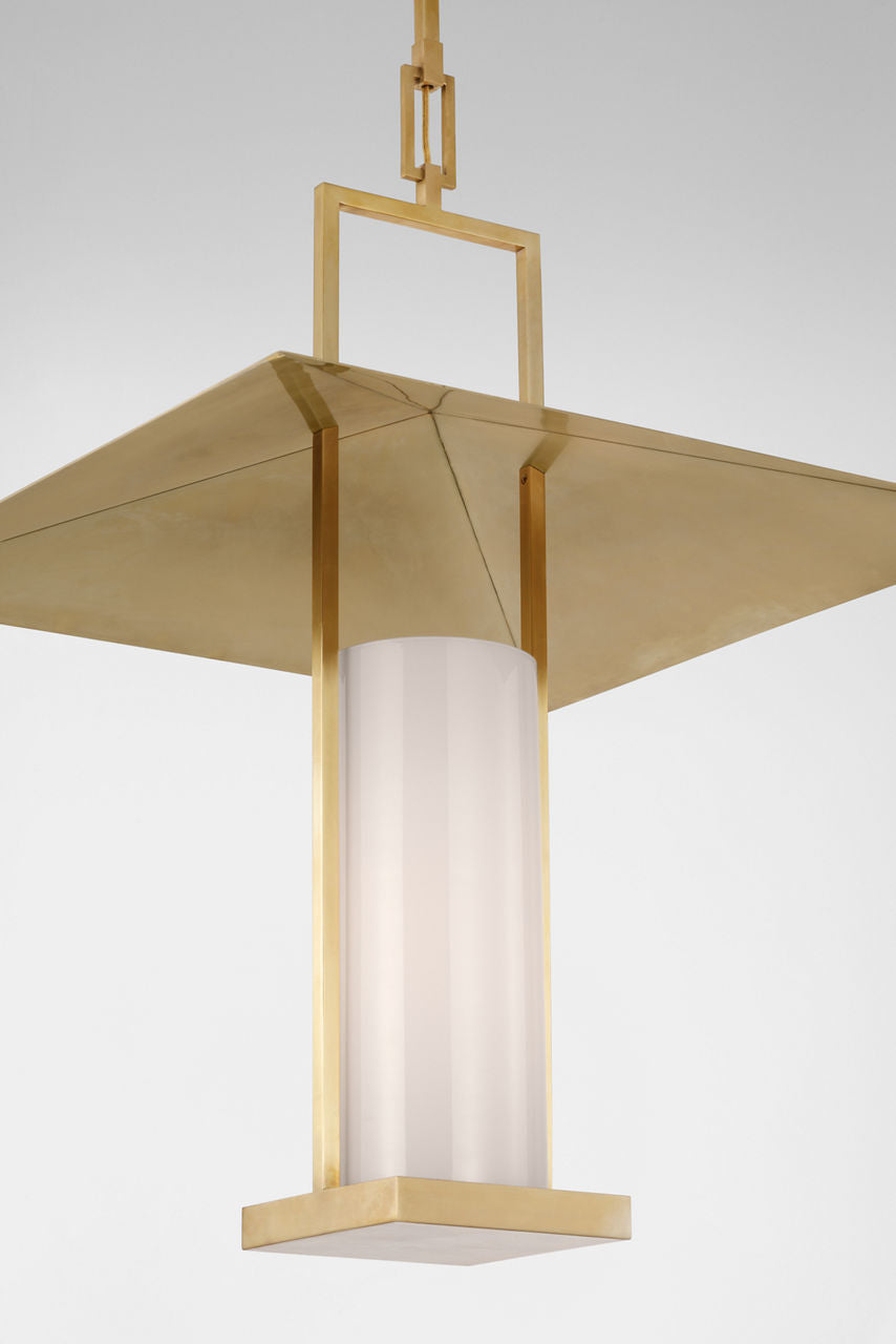 Amity 23" Lantern | Antique-Burnished Brass | White Glass