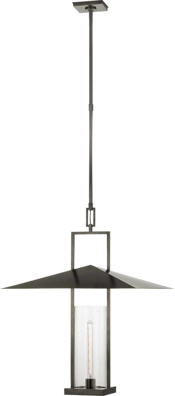 Amity 23" Lantern | Bronze and Antique-Burnished Brass | Clear Glass