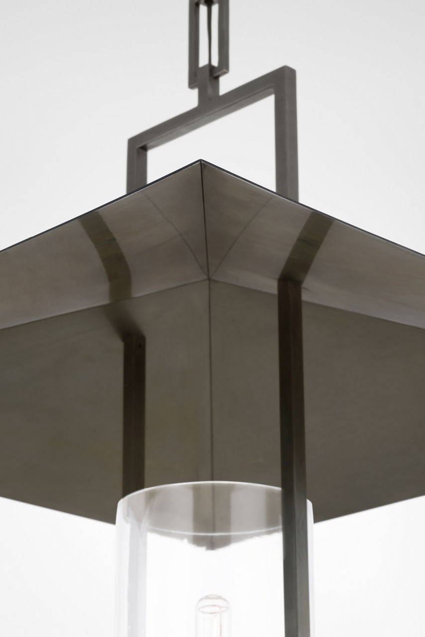 Amity 23" Lantern | Bronze and Antique-Burnished Brass | Clear Glass