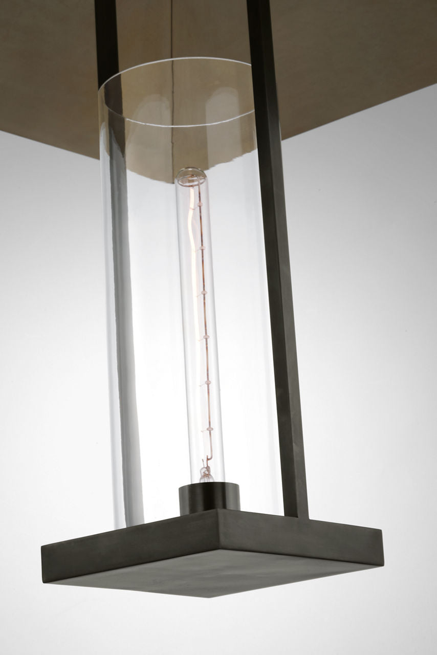 Amity 23" Lantern | Bronze and Antique-Burnished Brass | Clear Glass