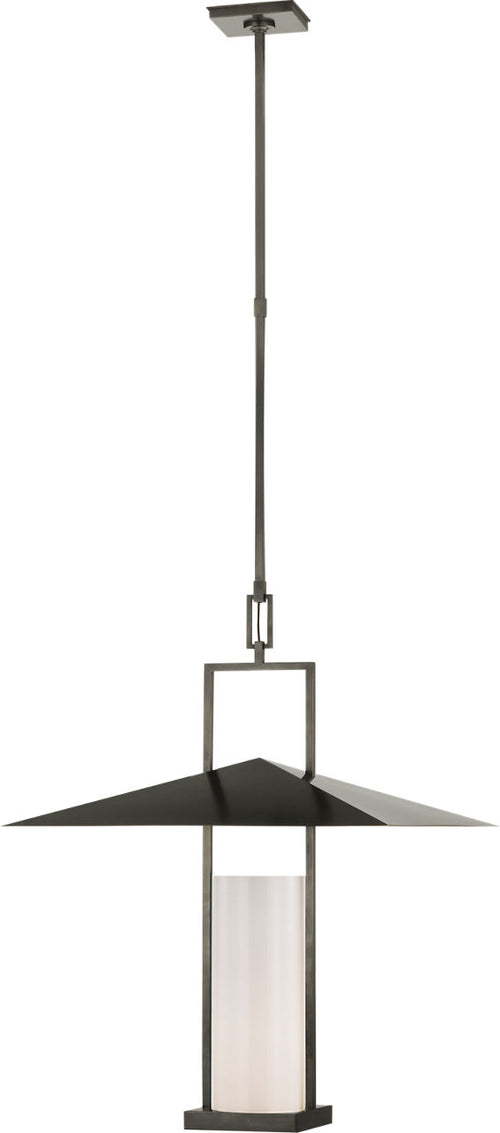 Amity 23" Lantern | Bronze and Antique-Burnished Brass | White Glass