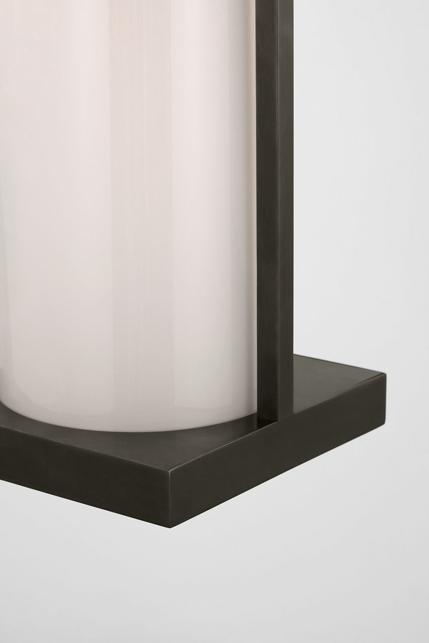 Amity 23" Lantern | Bronze and Antique-Burnished Brass | White Glass