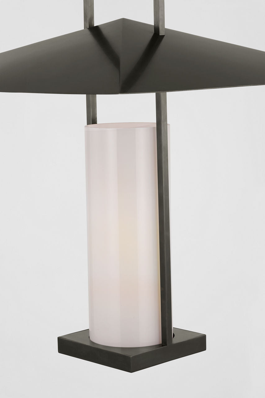 Amity 23" Lantern | Bronze and Antique-Burnished Brass | White Glass