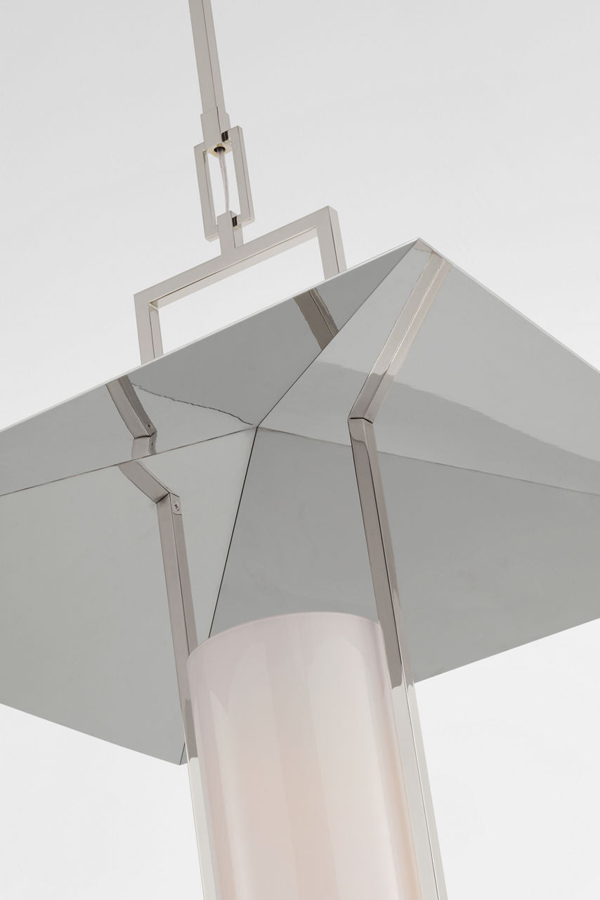 Amity 23" Lantern | Polished Nickel | White Glass