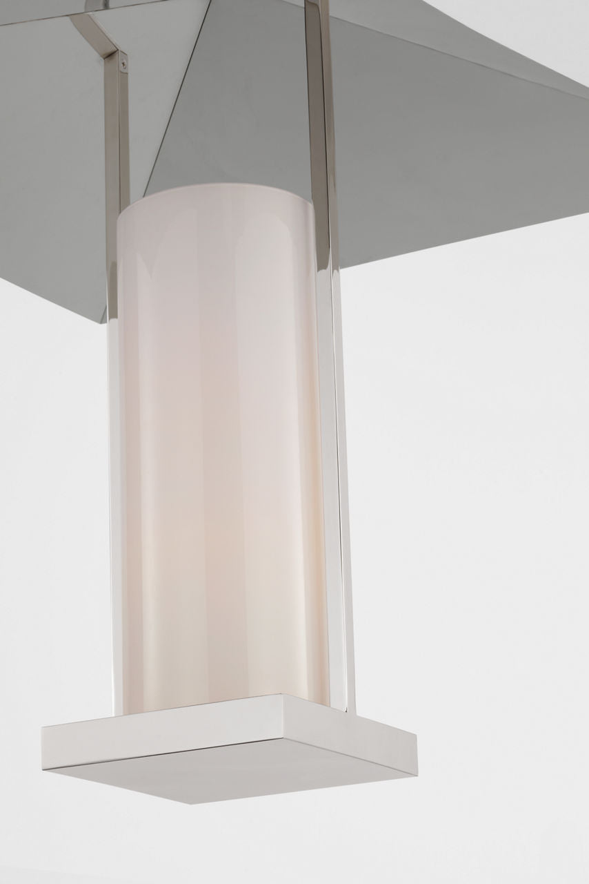 Amity 23" Lantern | Polished Nickel | White Glass
