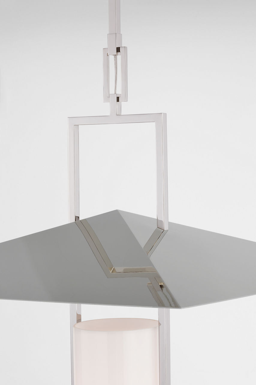Amity 23" Lantern | Polished Nickel | White Glass