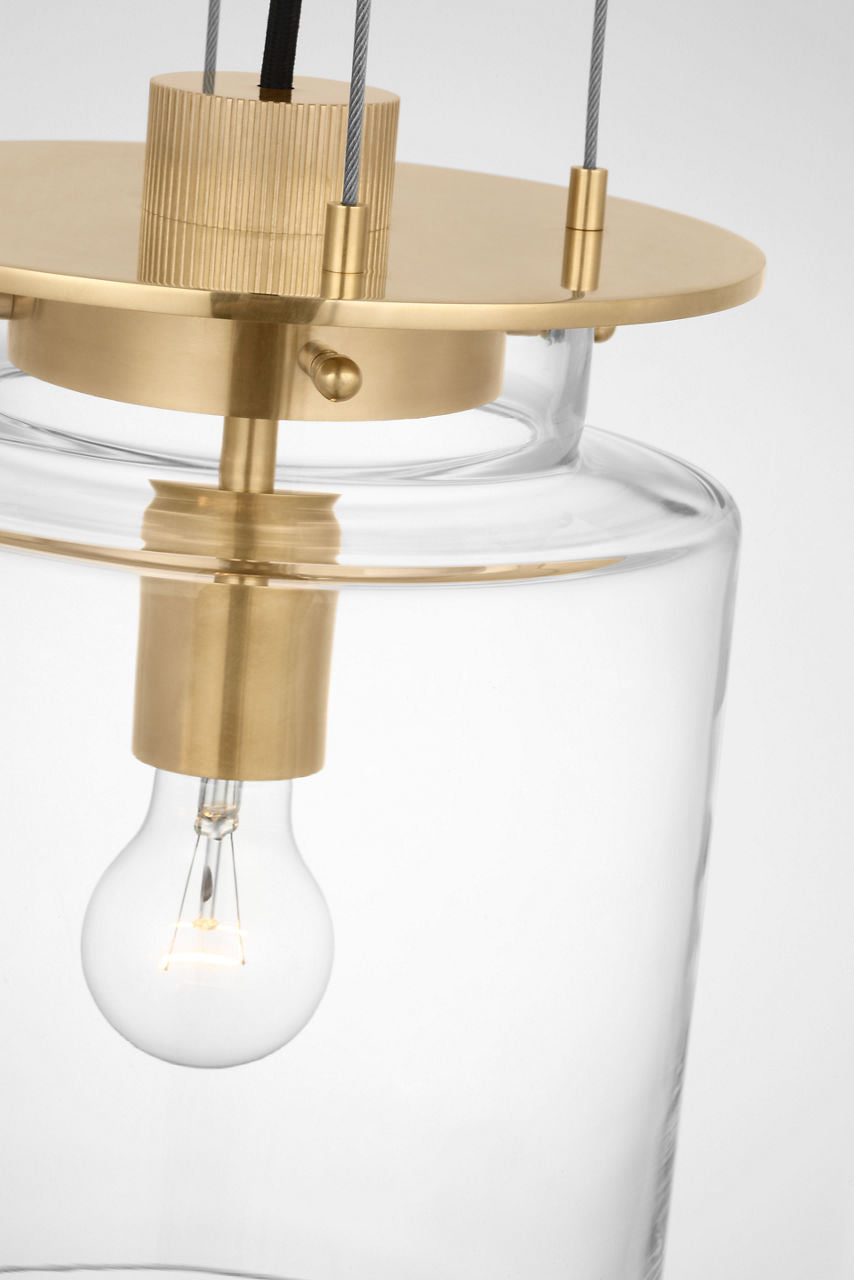 Elias 9" Floating Pendant | Antique-Burnished Brass | Clear Glass