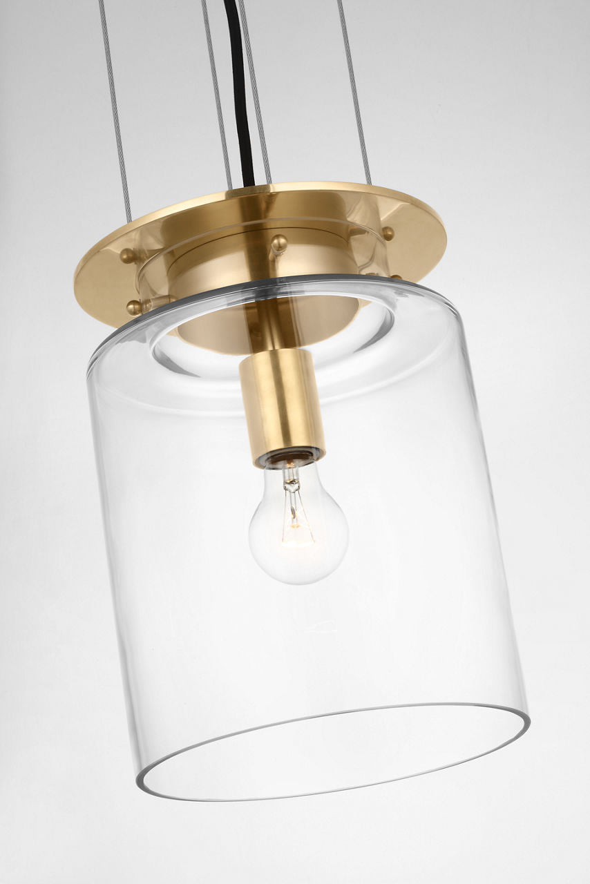Elias 9" Floating Pendant | Antique-Burnished Brass | Clear Glass