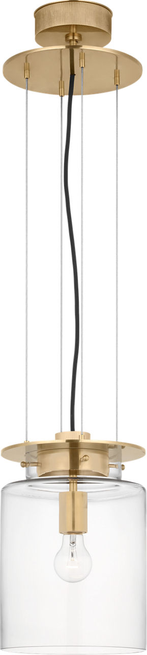 Elias 9" Floating Pendant | Antique-Burnished Brass | Clear Glass