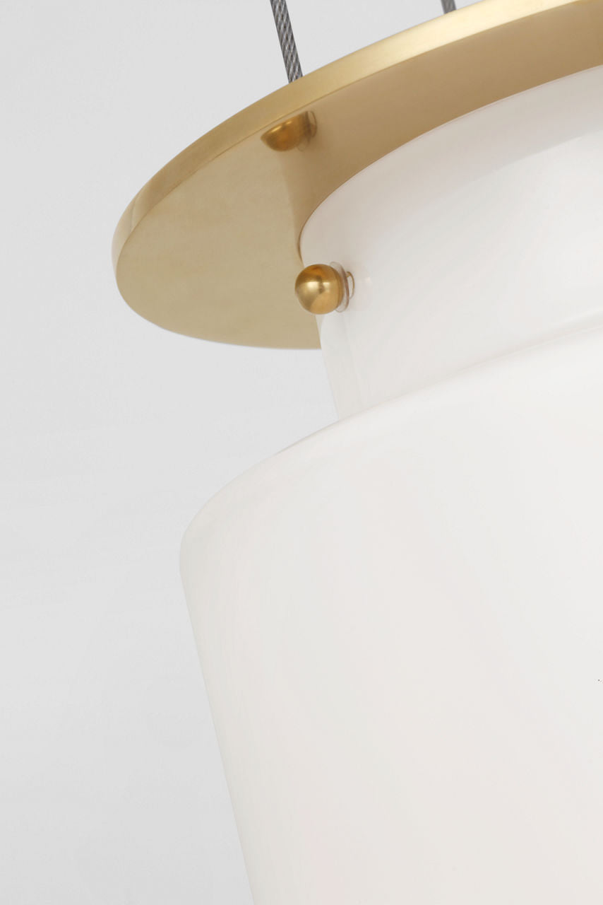 Elias 9" Floating Pendant | Antique-Burnished Brass | White Glass