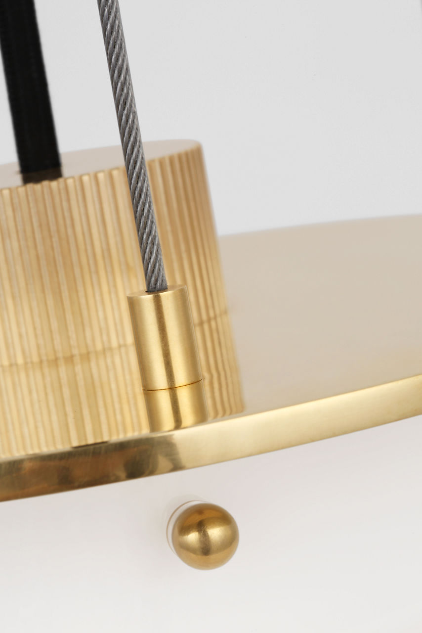 Elias 9" Floating Pendant | Antique-Burnished Brass | White Glass