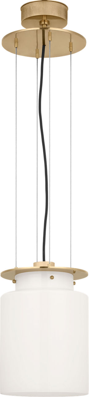 Elias 9" Floating Pendant | Antique-Burnished Brass | White Glass