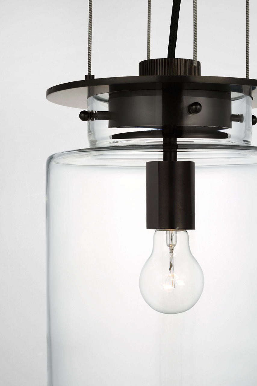 Elias 9" Floating Pendant | Bronze | Clear Glass