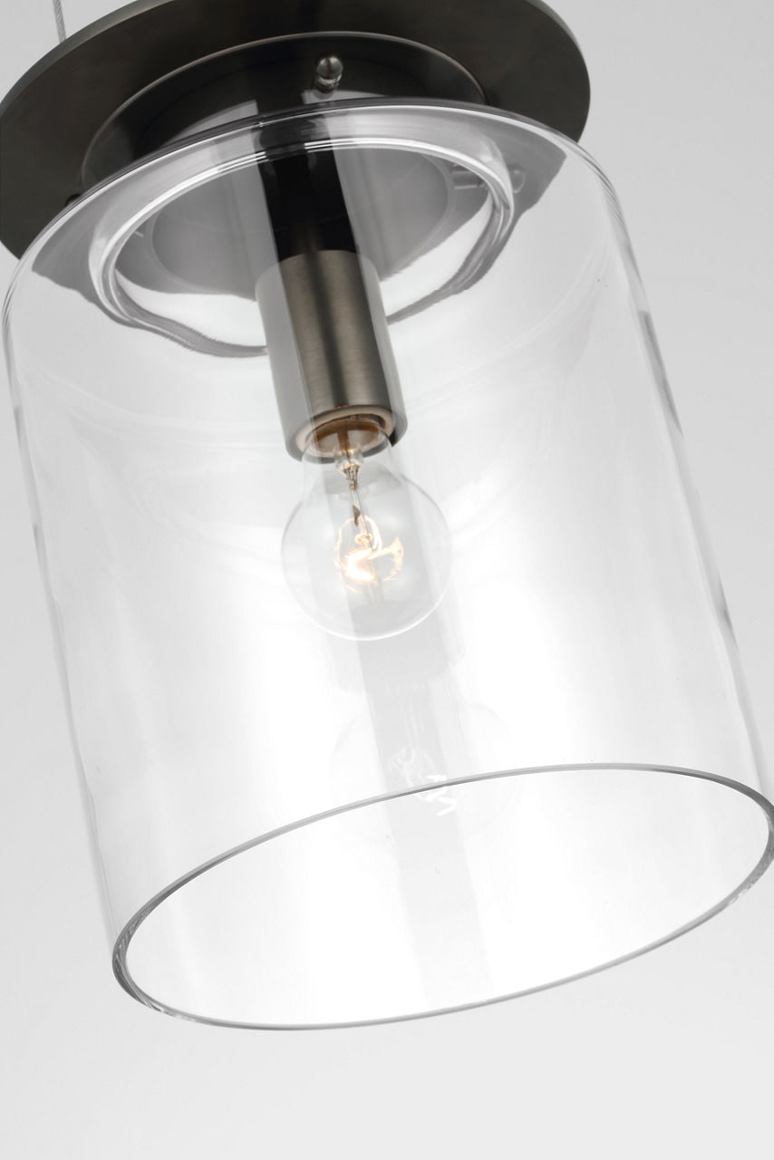 Elias 9" Floating Pendant | Bronze | Clear Glass