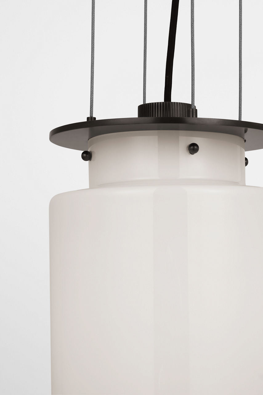 Elias 9" Floating Pendant | Bronze | White Glass