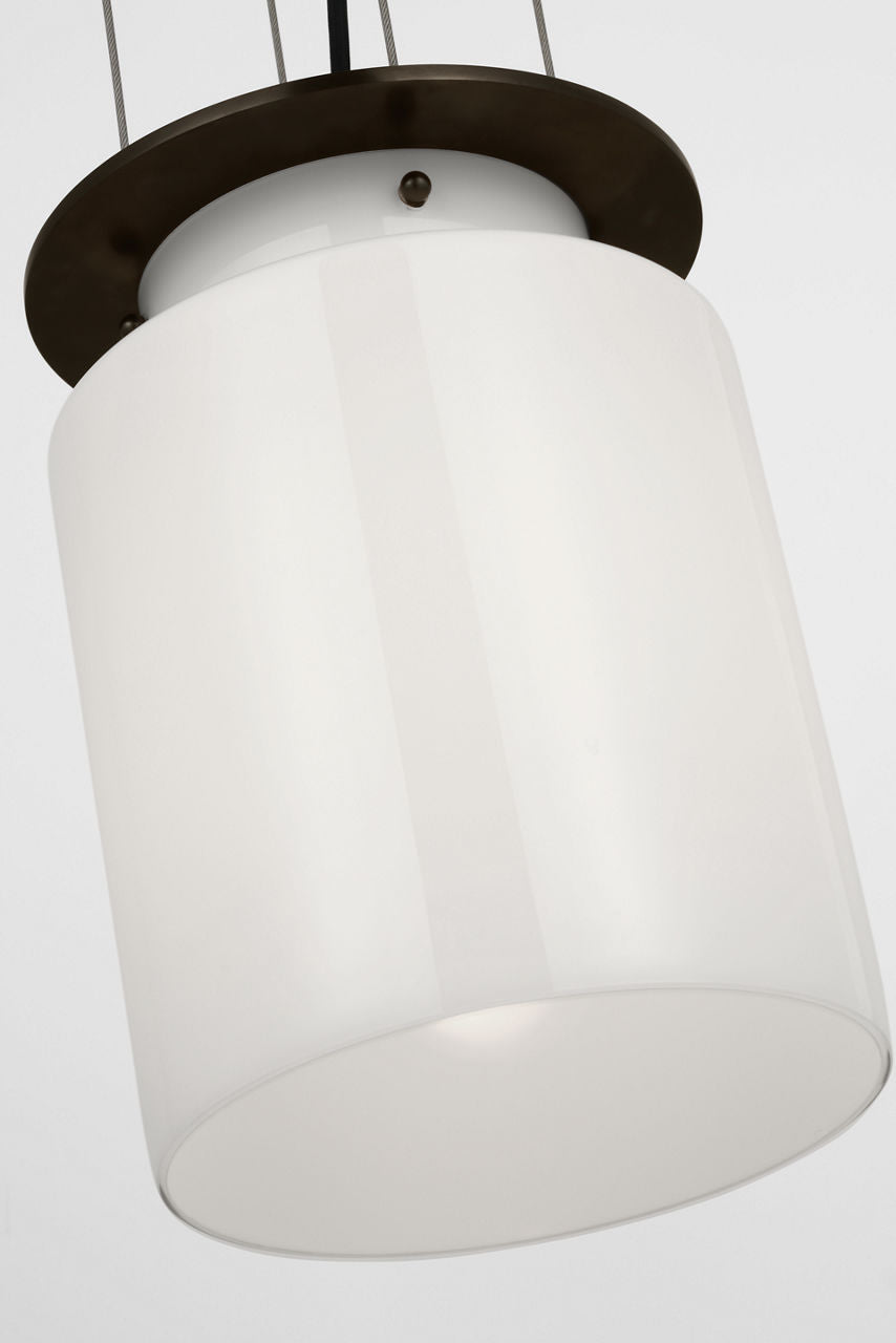 Elias 9" Floating Pendant | Bronze | White Glass
