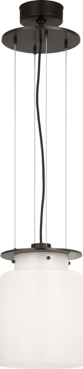 Elias 9" Floating Pendant | Bronze | White Glass