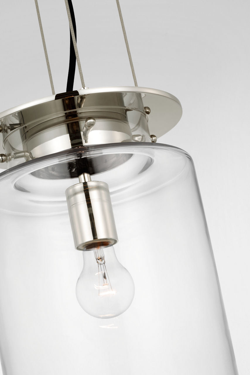 Elias 9" Floating Pendant | Polished Nickel | Clear Glass