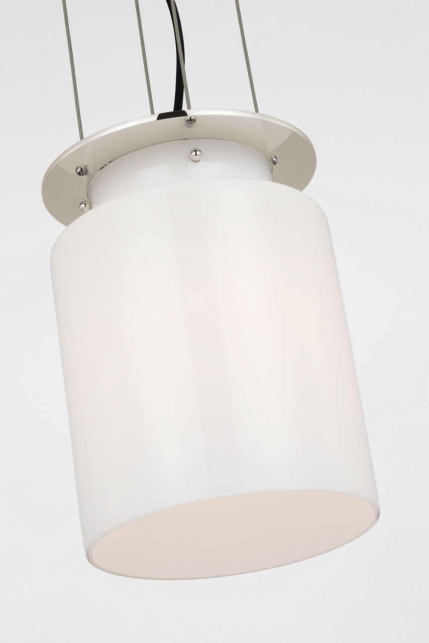 Elias 9" Floating Pendant | Polished Nickel | White Glass