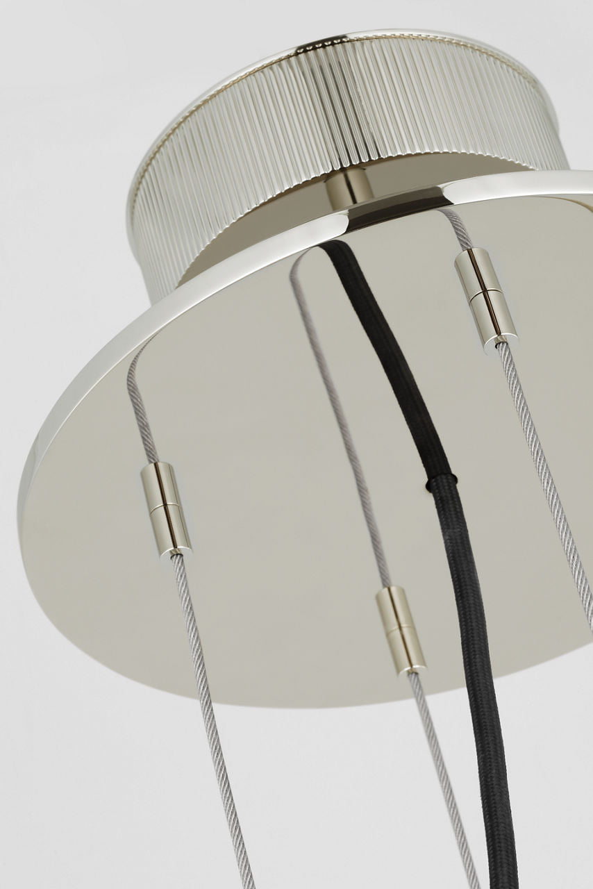 Elias 9" Floating Pendant | Polished Nickel | White Glass