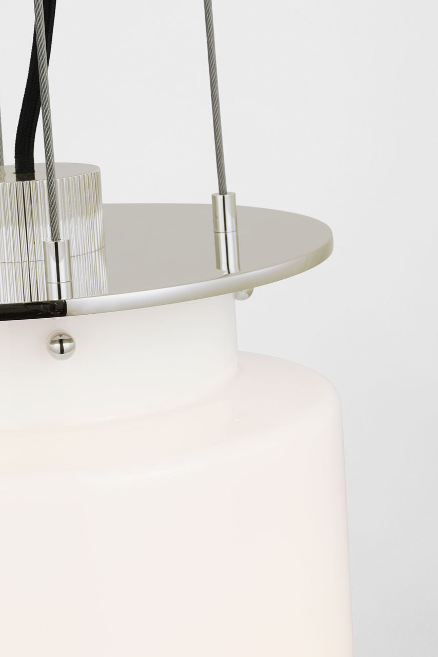 Elias 9" Floating Pendant | Polished Nickel | White Glass