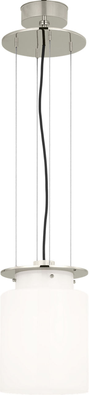 Elias 9" Floating Pendant | Polished Nickel | White Glass