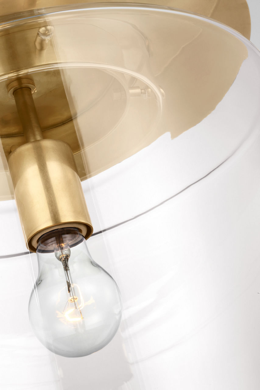 Elias 13" Floating Pendant | Antique-Burnished Brass | Clear Glass