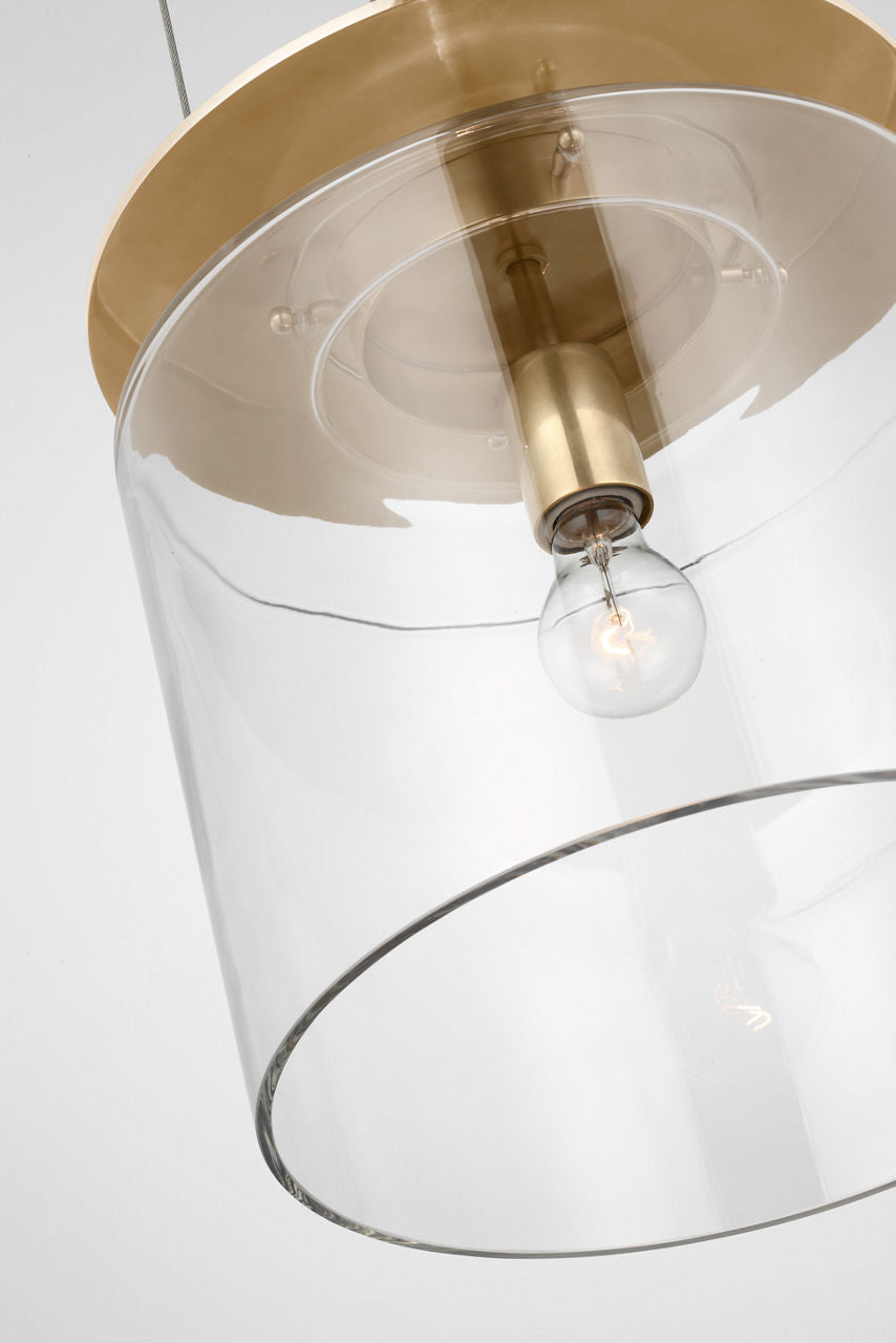 Elias 13" Floating Pendant | Antique-Burnished Brass | Clear Glass
