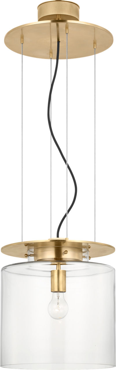 Elias 13" Floating Pendant | Antique-Burnished Brass | Clear Glass