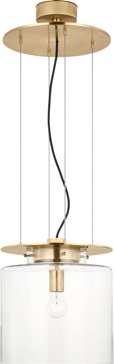 Elias 13" Floating Pendant | Antique-Burnished Brass | Clear Glass