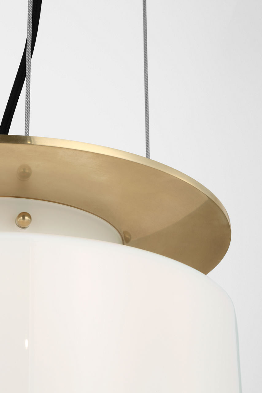 Elias 13" Floating Pendant | Antique-Burnished Brass | White Glass