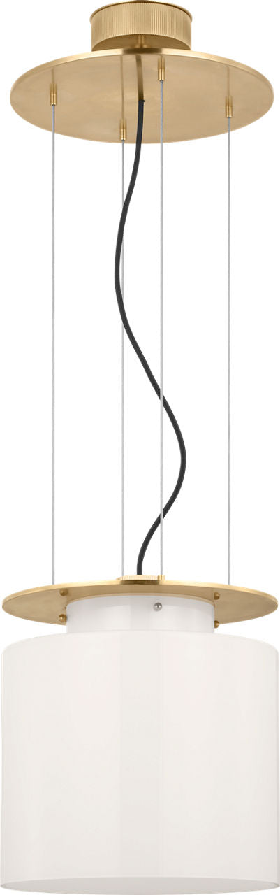Elias 13" Floating Pendant | Antique-Burnished Brass | White Glass