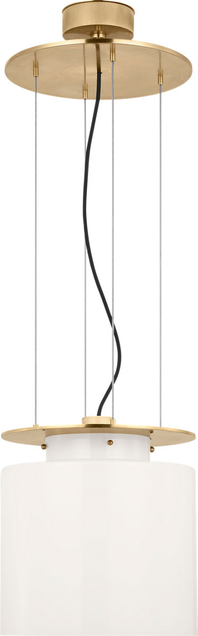 Elias 13" Floating Pendant | Antique-Burnished Brass | White Glass