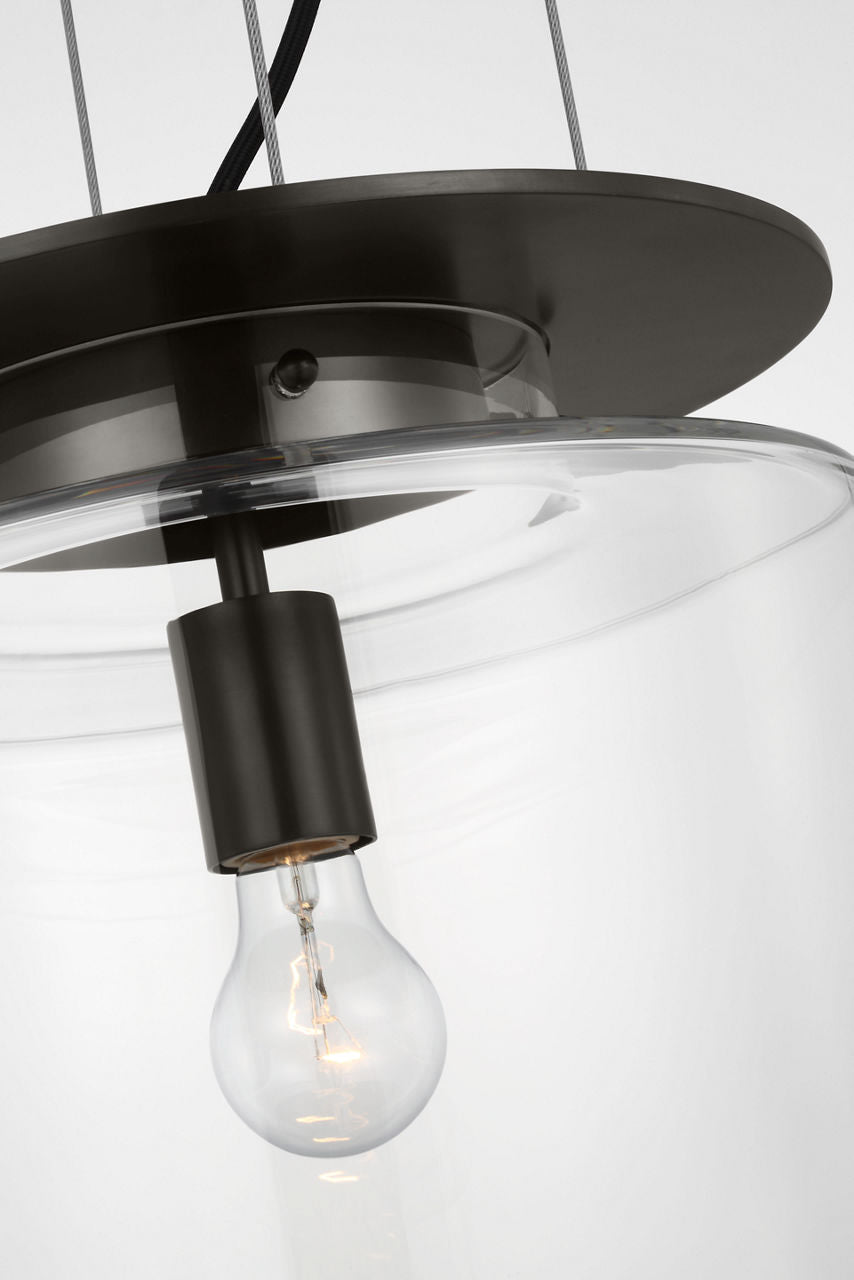 Elias 13" Floating Pendant | Bronze | Clear Glass