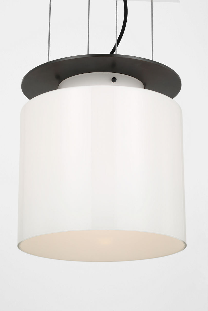 Elias 13" Floating Pendant | Bronze | White Glass
