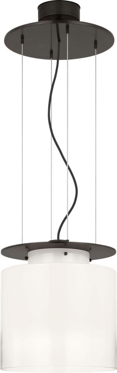 Elias 13" Floating Pendant | Bronze | White Glass