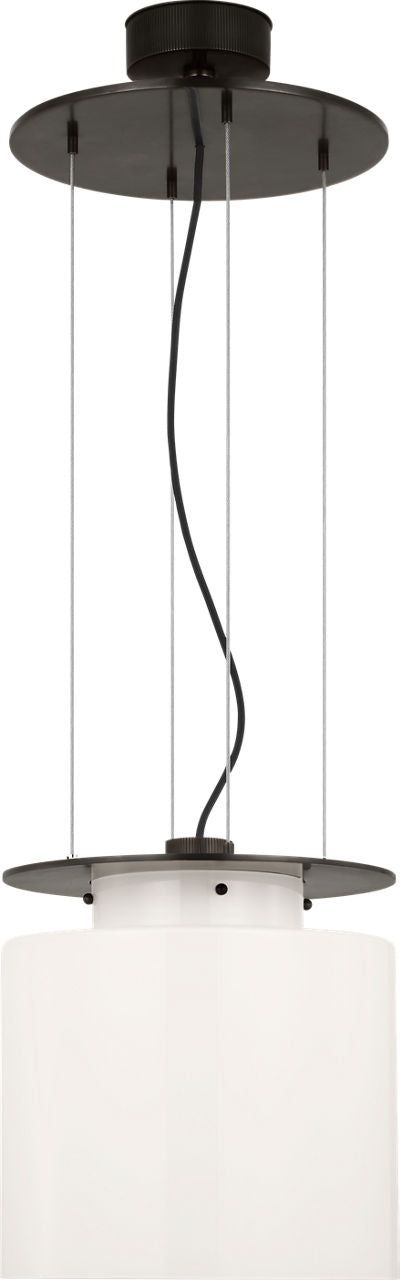 Elias 13" Floating Pendant | Bronze | White Glass