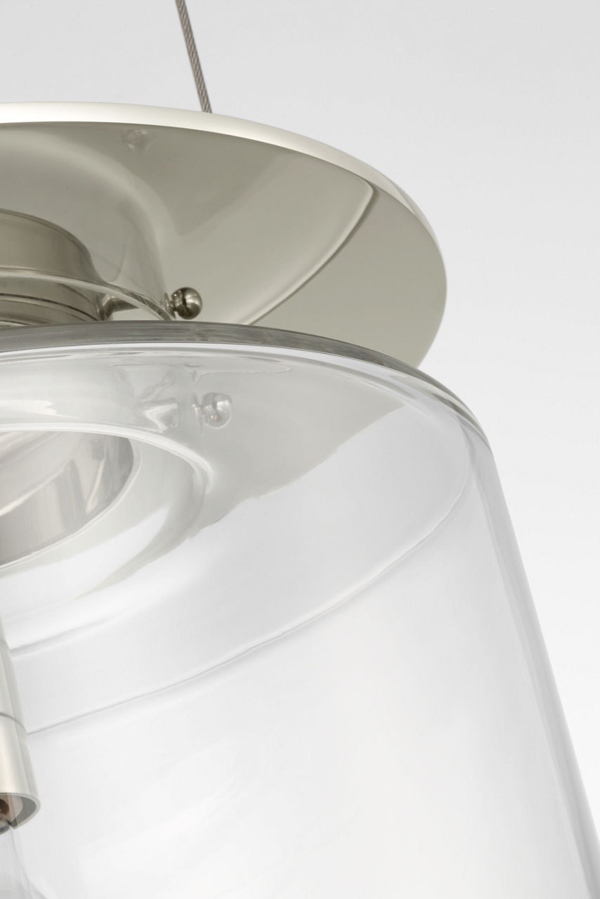 Elias 13" Floating Pendant | Polished Nickel | Clear Glass
