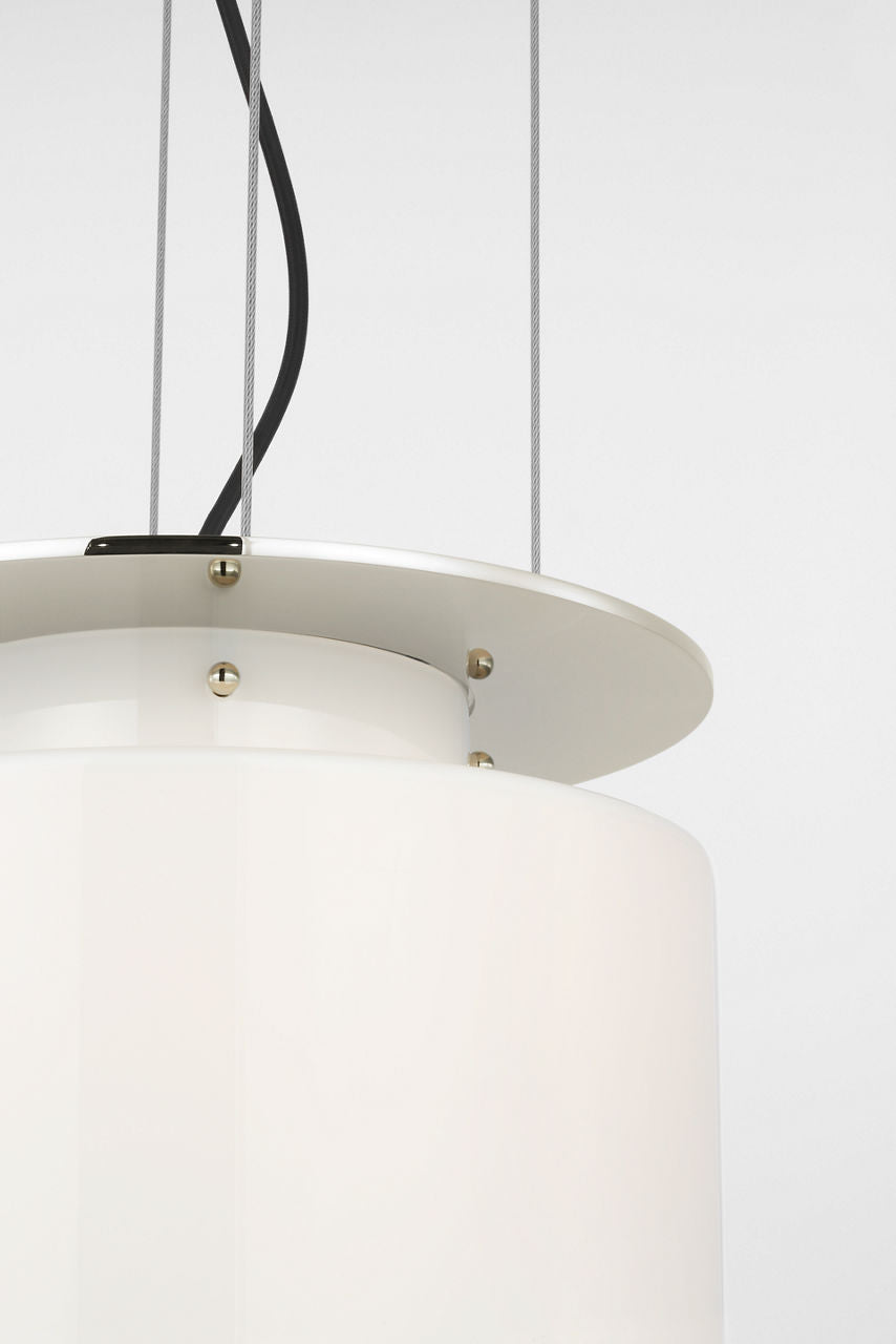 Elias 13" Floating Pendant | Polished Nickel | White Glass