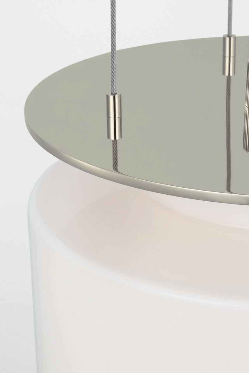 Elias 13" Floating Pendant | Polished Nickel | White Glass