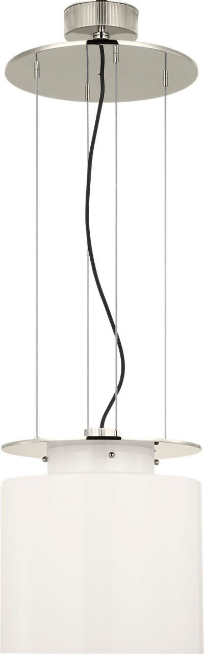 Elias 13" Floating Pendant | Polished Nickel | White Glass