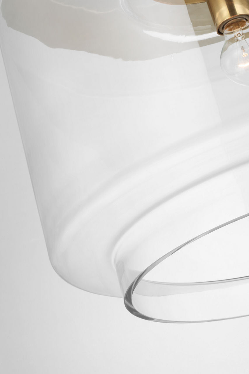 Elias 20" Floating Pendant | Antique-Burnished Brass | Clear Glass