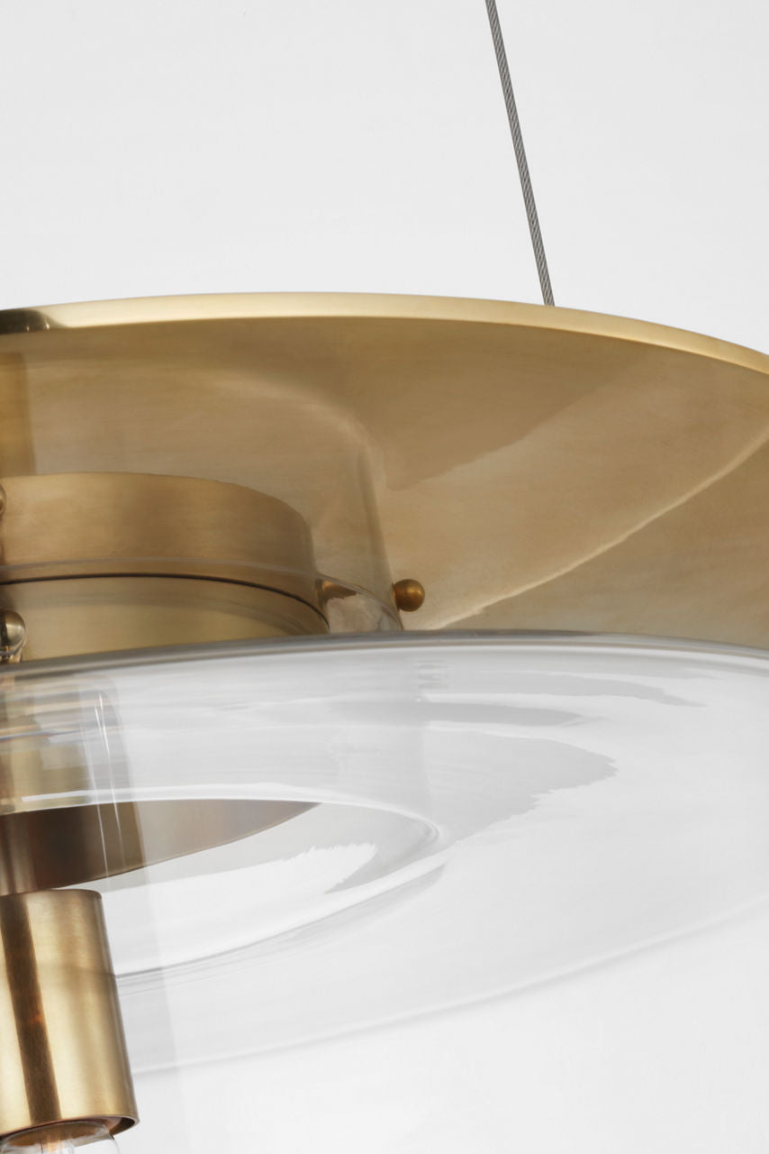 Elias 20" Floating Pendant | Antique-Burnished Brass | Clear Glass