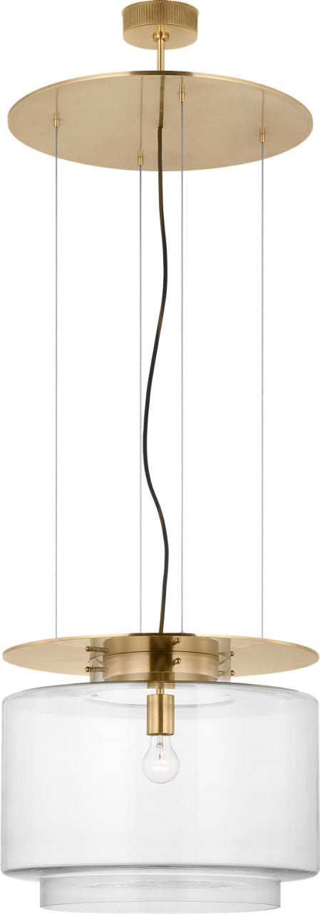Elias 20" Floating Pendant | Antique-Burnished Brass | Clear Glass