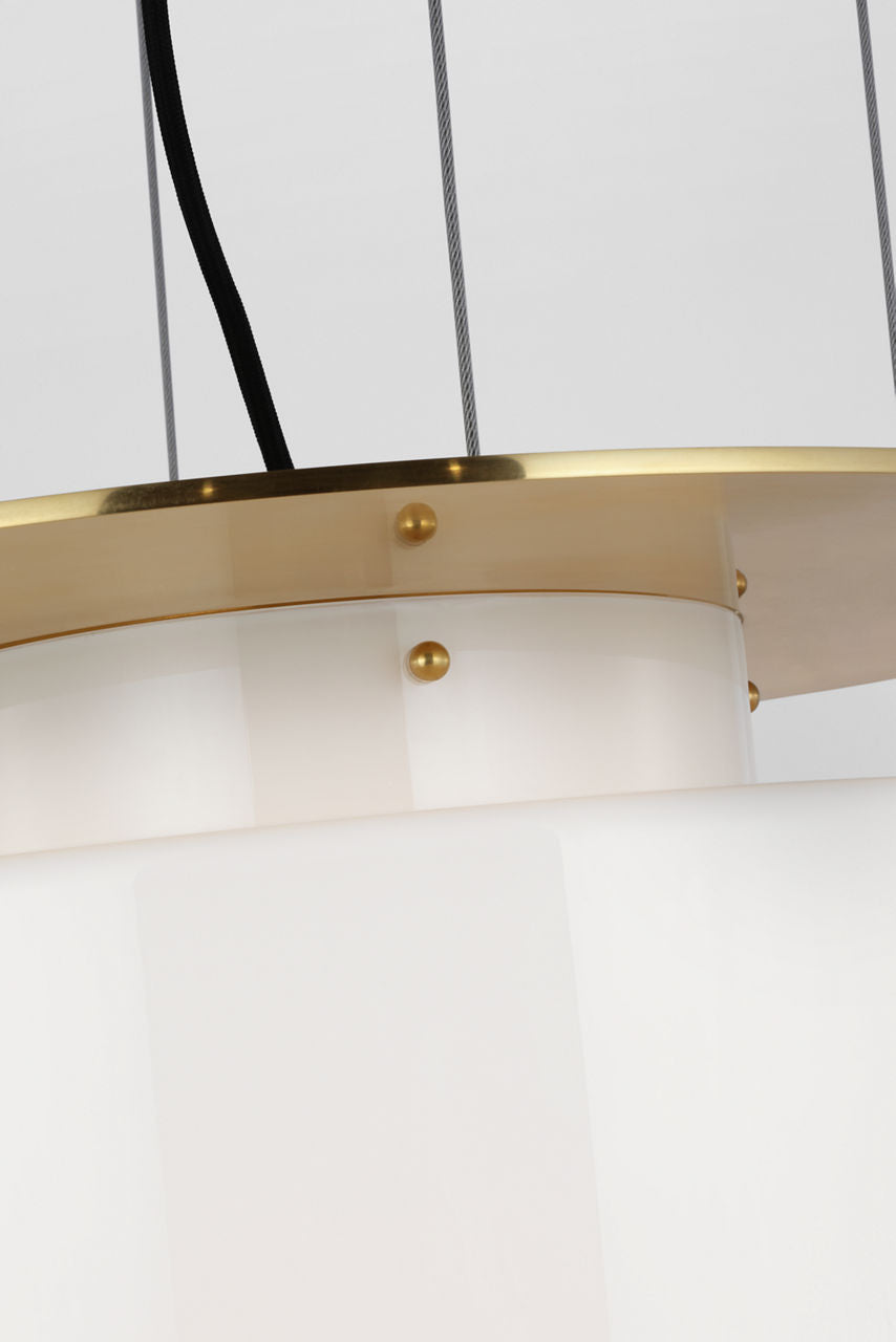 Elias 20" Floating Pendant | Antique-Burnished Brass | White Glass