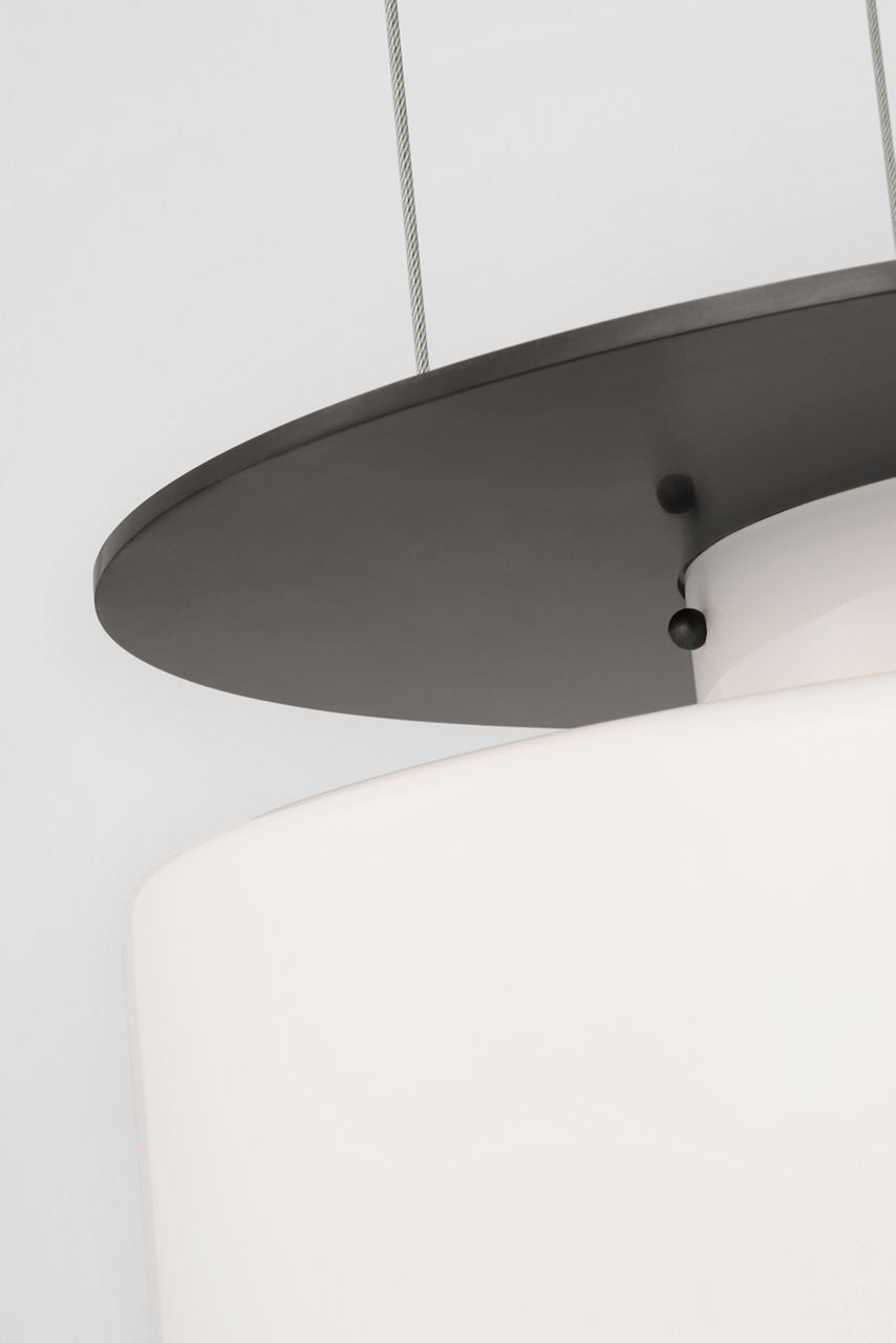 Elias 20" Floating Pendant | Bronze | White Glass