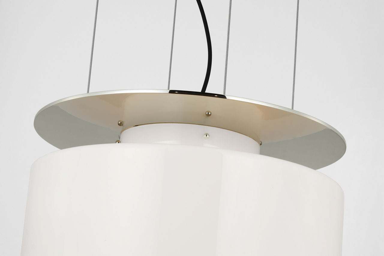 Elias 20" Floating Pendant | Polished Nickel | White Glass