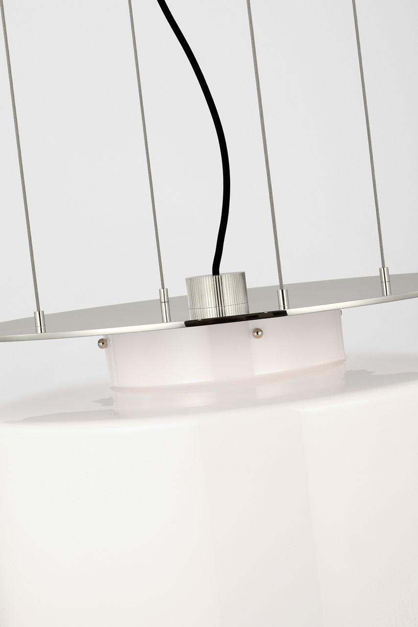 Elias 20" Floating Pendant | Polished Nickel | White Glass